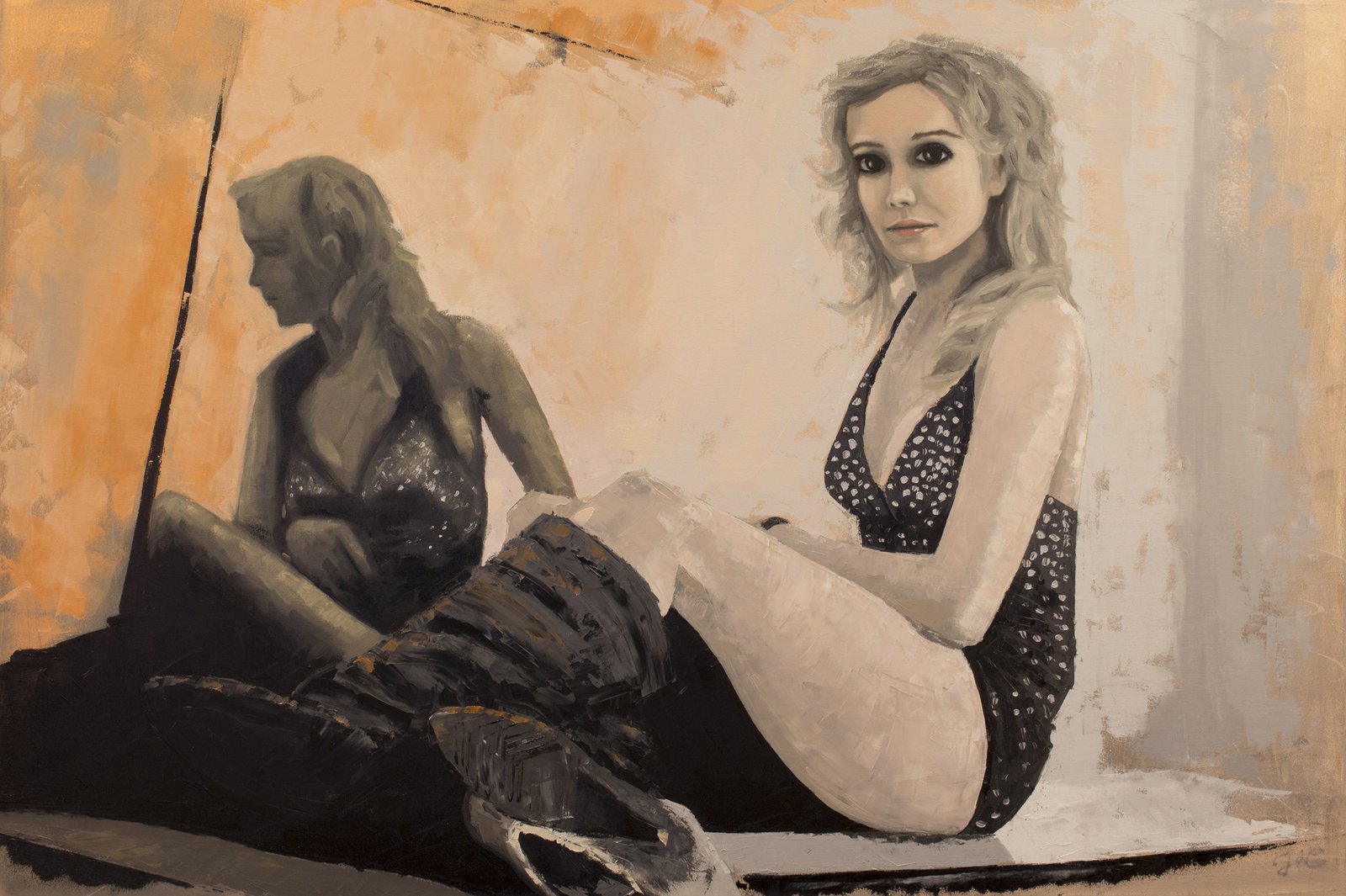 Josie, not unlike other contemporary portraits by JL Colton is classy boudoir painting of a woman